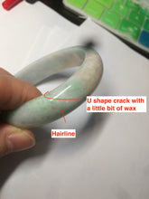 Load image into Gallery viewer, 48mm Type A 100% Natural sunny green/purple/yellow ovalJadeite Jade bangle X105-9226