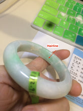 Load image into Gallery viewer, 52.5mm Certified Type A 100% Natural sunny green/white Jadeite Jade bangle R84-1548