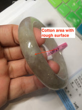 Load image into Gallery viewer, 57.2mm certified type A 100% Natural icy watery pale pinkish gray/white/gray/black Jadeite Jade bangle X39-1616