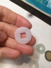 Load image into Gallery viewer, 18-19.6mm Type A 100% Natural sunny green/ light purple/white Jadeite Jade ancient Chinese coin pendant group AT75