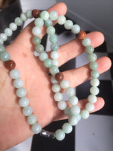 Load image into Gallery viewer, 7.8-8mm 100% Natural type A light green/red/white jadeite jade beads necklace SN-2