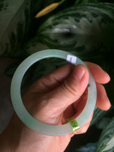 Load image into Gallery viewer, 56.9mm Certified Type A 100% Natural icy sunny green super thin style Jadeite bangle U59-6989