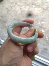 Load image into Gallery viewer, 47.5mm Certified Type A 100% Natural light green/white oval Jadeite Jade bangle S8-5094