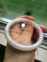 Load image into Gallery viewer, 53.7mm certificated Type A 100% Natural white round cut Jadeite Jade bangle Z49-3437