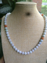 Load image into Gallery viewer, 9.2-9.5mm 100% Natural type A light green/purple/red/white jadeite jade beads necklace S3