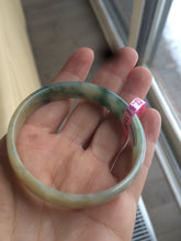 Load image into Gallery viewer, 52.3mm certified jadeite jade bangle green/yellow thin style small hand L14-3899