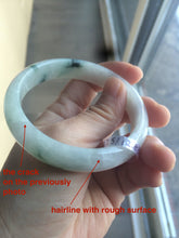 Load image into Gallery viewer, Certified Type A 100% Natural white/green flying flowers Jadeite Jade bangle 57mm J70-6275