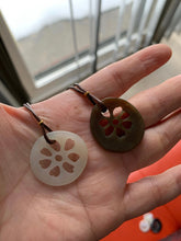 Load image into Gallery viewer, Certified 100% Natural nephrite beige/brown cutout lotus couple pendant pair RP-3