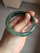Load image into Gallery viewer, 55.5mm Certified Type A 100% Natural oily dark green(老油青)/gray Jadeite bangle BG230-0389

