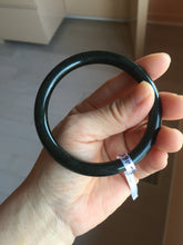 Load image into Gallery viewer, 58.6mm Certified type A 100% Natural dark green black MoCui(墨翠) round cut Jadeite bangle PC150-0687

