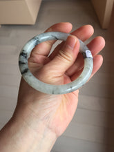 Load image into Gallery viewer, 56mm certificate 100% natural Type A white dark green ink painting (水墨) round cut jadeite jade bangle PC157-3144
