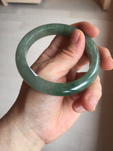 Load image into Gallery viewer, 57.2mm certified Type A 100% Natural icy watery dark green gray Jadeite Jade bangle PC15-0368
