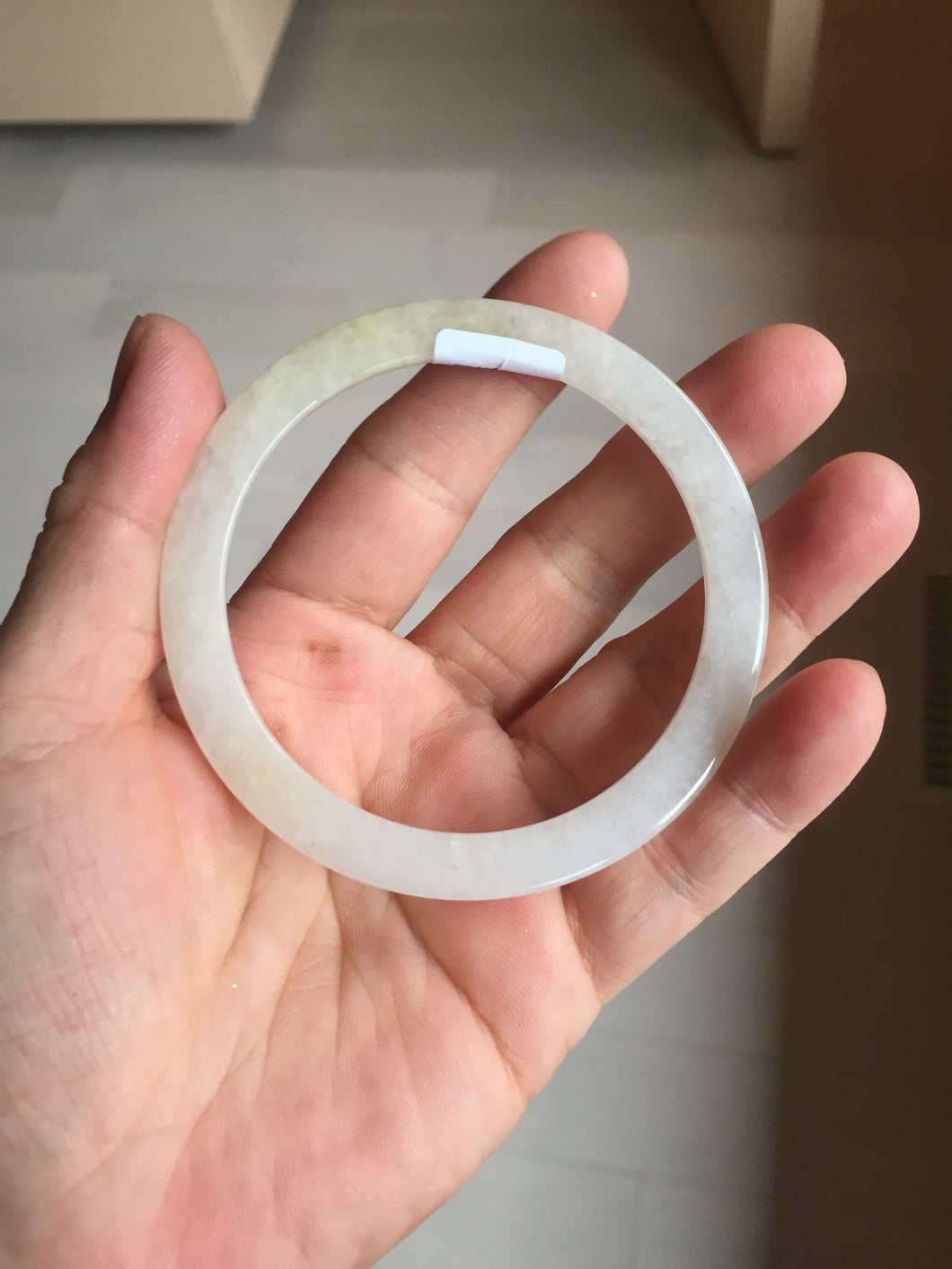 56mm certified 100% natural type A light yellow brown sugar flat jadeite jade bangle PA169-6634