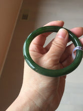 Load image into Gallery viewer, 59.5mm certified 100% Natural dark green/black nephrite (碧玉)  bangle HN48-0136
