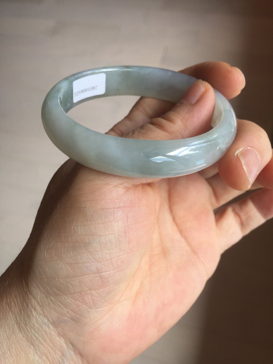 50.5mm certified 100% natural Type A light green/purple oval jadeite jade bangle PB191