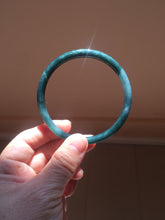 Load image into Gallery viewer, 60.6mm Certified Type A 100% Natura dark blue/green/gray/black Guatemala slim round cut Jadeite bangle AZ151-2054
