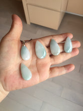 Load image into Gallery viewer, 100% natural icy watery green blue white type A jadeite jade water drop pendant necklace group E52
