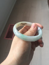 Load image into Gallery viewer, 50.5mm Certified Type A 100% Natural sunny green/white Oval Jadeite Jade bangle F115-0086
