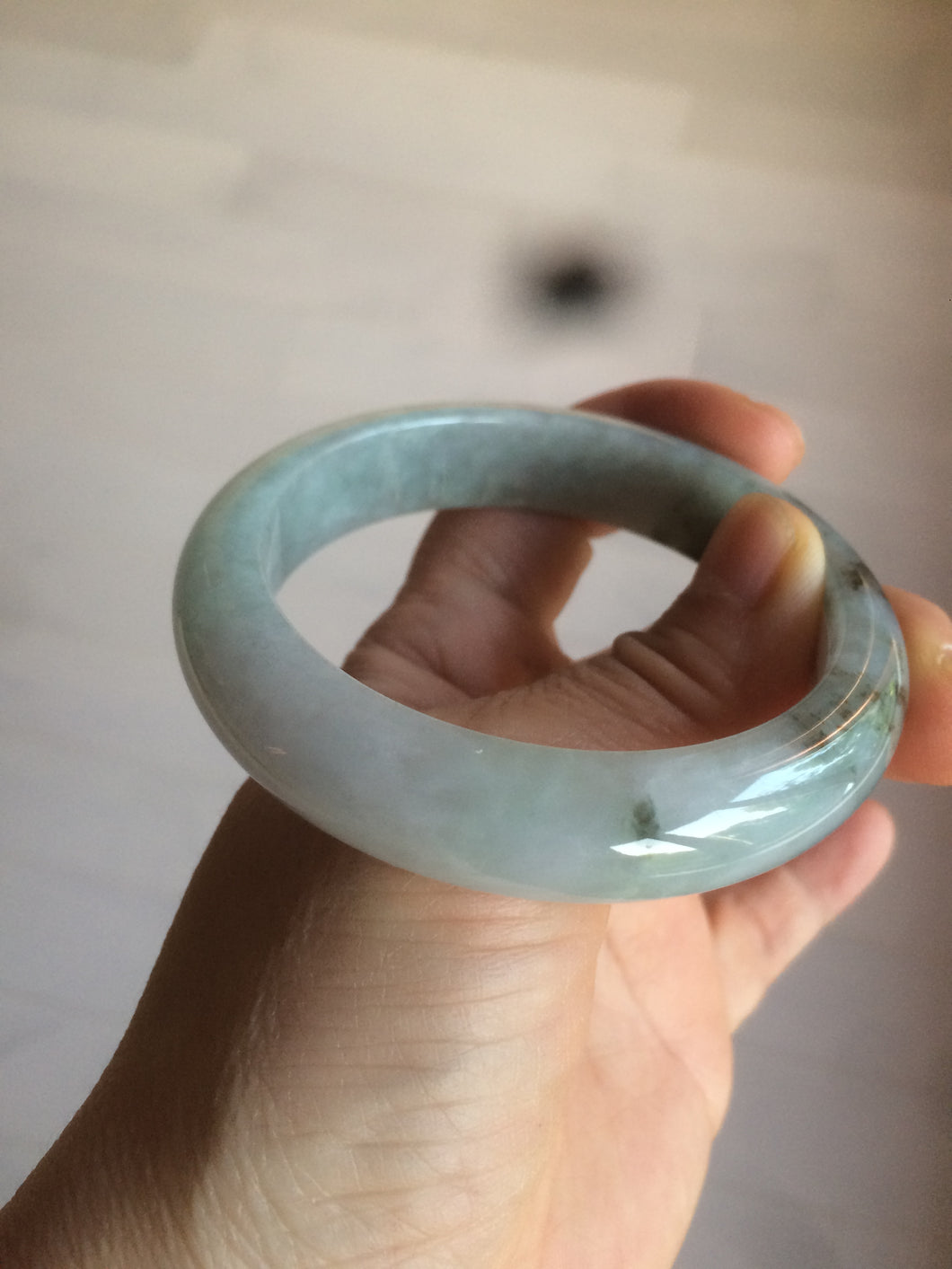 55 mm Certified type A 100% Natural green/purple/black Jadeite bangle AT97-7557