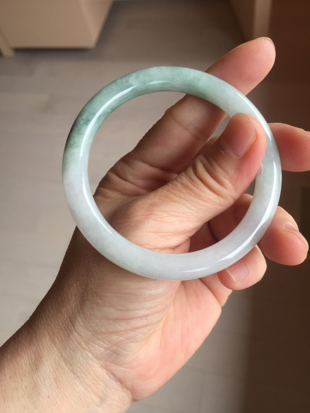 54.4mm certified 100% natural Type A light green white purple round cut jadeite jade bangle AA121-4903