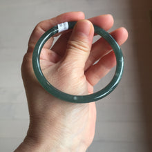 Load image into Gallery viewer, 60mm Certified Type A 100% Natural dark green/blue/gray with Guatemala slim round cut Jadeite bangle PE49-7058
