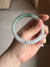 Load image into Gallery viewer, 56mm certified Type A 100% Natural white light green purple with brown red flying dandelions slim round cut Jadeite Jade bangle PE121-3711
