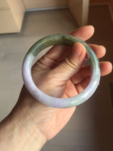Load image into Gallery viewer, 58.4mm Certified type A 100% Natural half oily dark green gray black(老油青) half purple(half mountain half water, 半山半水) Jadeite bangle PF31-4756

