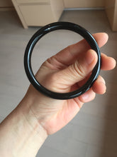 Load image into Gallery viewer, 61.5mm 100% Natural dark green/black meteorite Stellar Night sky round cut nephrite bangle HN77-2280

