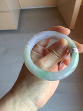 Load image into Gallery viewer, 53.3mm 100% Natural type A sunny green purple brown gray white carved flowers and golden-painted Jadeite Jade bangle BG231-5035
