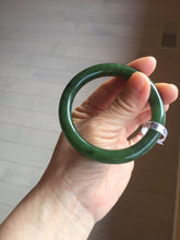 Load image into Gallery viewer, 53.3mm 100% Natural dark green/black round cut nephrite (碧玉) bangle HN98

