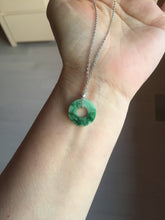 Load image into Gallery viewer, 16.3mm Type A 100% Natural sunny green Jadeite Safety Guardian Button donuts pendant PF52
