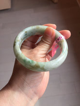 Load image into Gallery viewer, 59.2mm Type A 100% Natural light green brown chubby autumn leaves jadeite jade bangle G55
