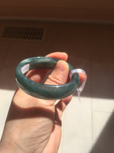 Load image into Gallery viewer, 49mm Certified Type A 100% Natural icy watery deep sea green/blue/gray/white oval Guatemala Jadeite bangle F124-2262
