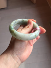 Load image into Gallery viewer, 59.2mm Type A 100% Natural light green brown chubby autumn leaves jadeite jade bangle G55
