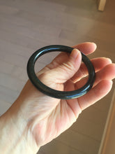 Load image into Gallery viewer, 58.6mm Certified type A 100% Natural dark green black MoCui(墨翠) round cut Jadeite bangle PC150-0687
