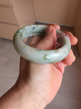Load image into Gallery viewer, 59.2mm Type A 100% Natural light green brown chubby autumn leaves jadeite jade bangle G55
