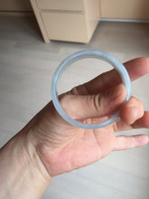 Load image into Gallery viewer, 51mm Certified Type A 100% Natural Icy Watery Misty Gray Violet White thin Jadeite Jade Bangle PJ58-1888
