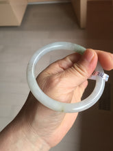 Load image into Gallery viewer, 57.7mm certified Type A 100% Natural white light green purple with brown red flying dandelions slim round cut Jadeite Jade bangle PE120-3712
