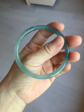 Load image into Gallery viewer, 58.7mm Type A 100% Natural icy watery light green/blue/gray Guatemala slim round cut Jadeite bangle PJ43-0685
