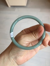 Load image into Gallery viewer, 59mm Certified Type A 100% Natural Light Blue Green Gray Ru Kiln Sky Celadon Blue (汝窑天青蓝) Guatemala Jadeite Jade Slim Round Bangle BS160-8651
