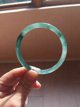 Load image into Gallery viewer, 56.3mm Certified Type A 100% Natural icy watery dark green/blue/gray/black slim Guatemala Jadeite bangle PJ155-0662

