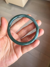 Load image into Gallery viewer, 55.3mm Certified Type A 100% Natural dark green/blue/gray with Guatemala slim round cut Jadeite bangle PH13-2350
