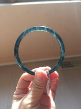 Load image into Gallery viewer, 卖了 58.5mm Type A 100% Natural icy black(冰乌鸡) gray Guatemala Slim Round Cut Jadeite Bangle PJ151-1381
