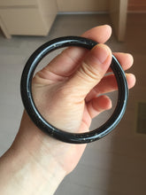 Load image into Gallery viewer, 65mm 100% Natural dark green/black meteorite Stellar Night sky slim round cut nephrite bangle HN75-0749
