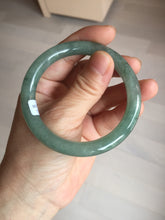 Load image into Gallery viewer, 53.6mm Certified 100% natural Type A dark green gray black(冰油青) round cut jadeite jade bangle AZ176-0514
