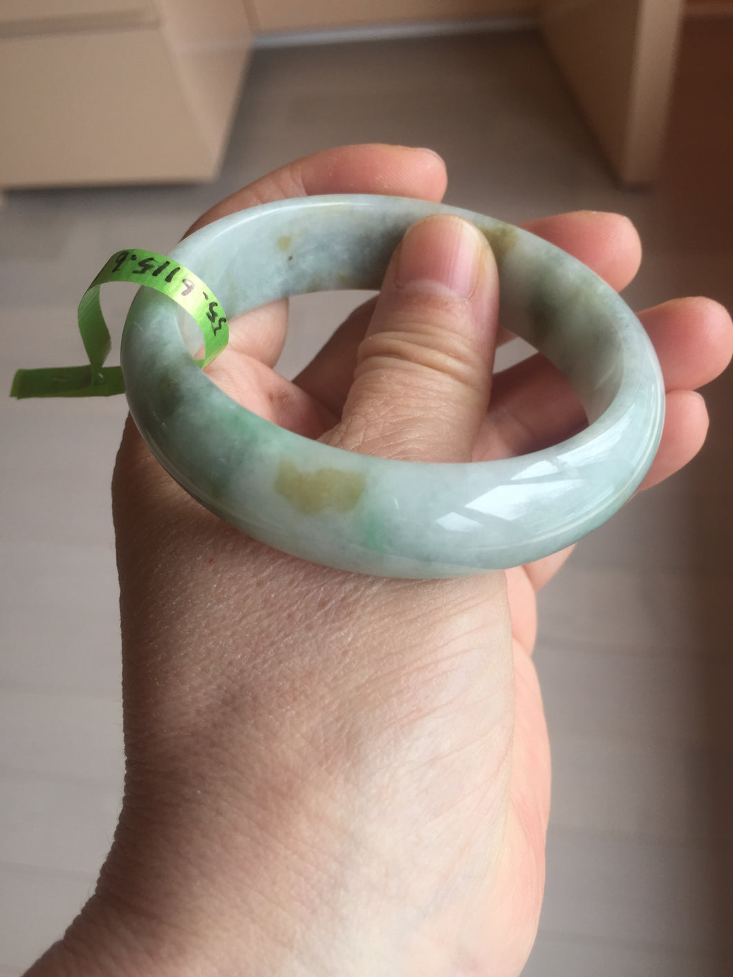 55.6mm certified 100% natural Type A light green yellow jadeite jade bangle F179-3085