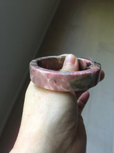 Load image into Gallery viewer, 50.5mm 100% natural pink/black/brown/black chubby round cut rose stone (Rhodonite) bangle SY135
