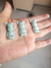 Load image into Gallery viewer, Type A 100% Natural light green jadeite jade cute baby bear pendant BG44
