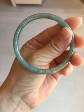 Load image into Gallery viewer, 56mm Type A 100% Natural Light Green/Gray/Black/Brown “Reed Flowers &amp; Snow” Guatemala Slim Round Cut Jadeite Bangle PJ128-1410
