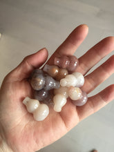 Load image into Gallery viewer, 100% natural icy purple/brown/red Quartzite (jinsi jade, 金丝玉) Golden Silk Jade gourd ( 葫芦, 福禄) pendant/handhold worry stone/desk decor SY73
